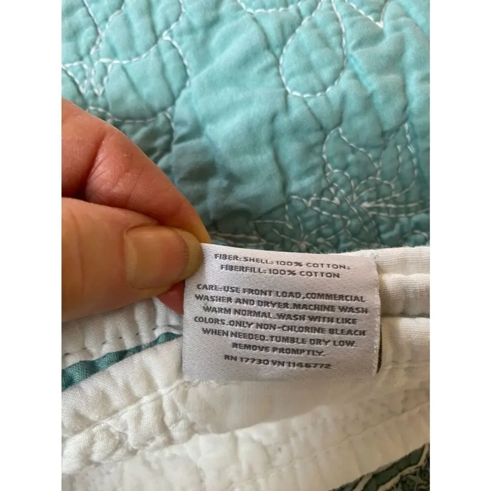 Threshold blue Quilted Bedspread -floral stitching Blue Coverlet